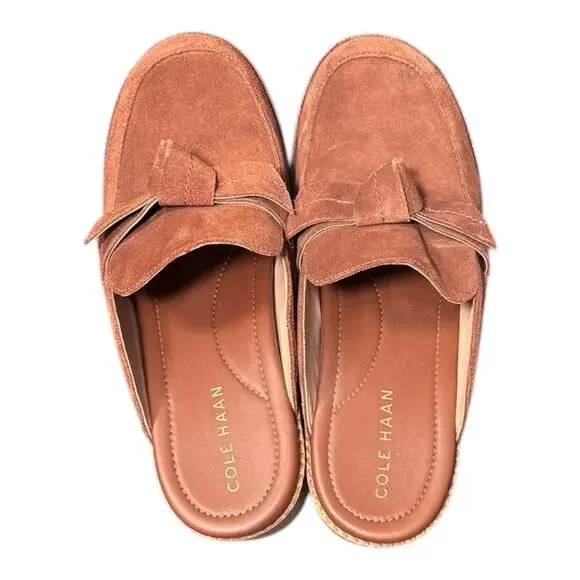 Cole Haan Brown Suede Mules with Bow - Size Women's 8 - Picture 4 of 5